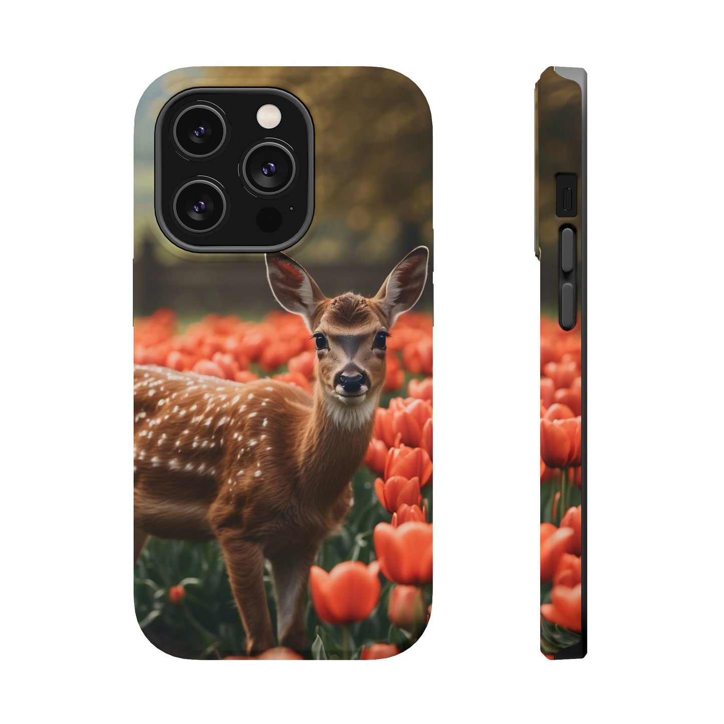 Fawn Among Tulips MagSafe iPhone Case