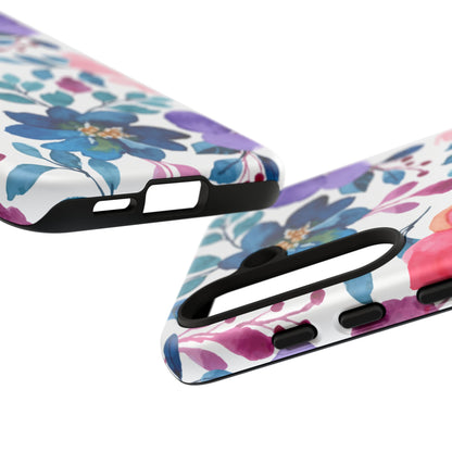 Mystic Bloom – Samsung Galaxy Case with Blue & Pink Watercolor Florals