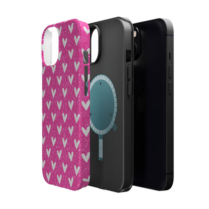 Pink Glitter Hearts Pattern – MagSafe iPhone Case