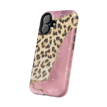 Pink Glam Leopard - MagSafe iPhone Series Case with Glitter Accents