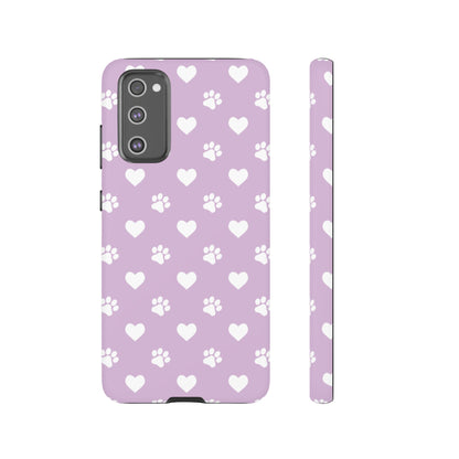 Purple Hearts & Paw Prints - Cute Pet Lover Phone Case