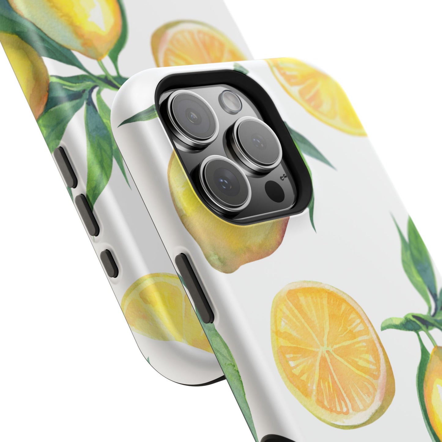 Lemon Grove Watercolor Tough MagSafe iPhone Case – Fresh Citrus Design, Dual-Layer Protection