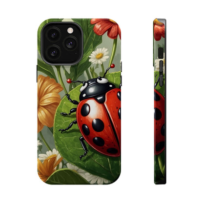 Ladybug Garden MagSafe iPhone Case – Whimsical Floral Design