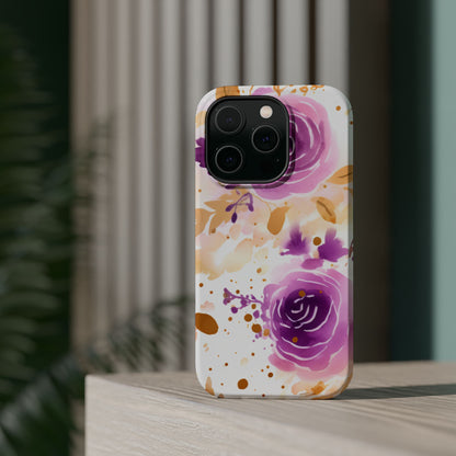 Soft Purple & Gold Floral Splash - MagSafe iPhone Series Case