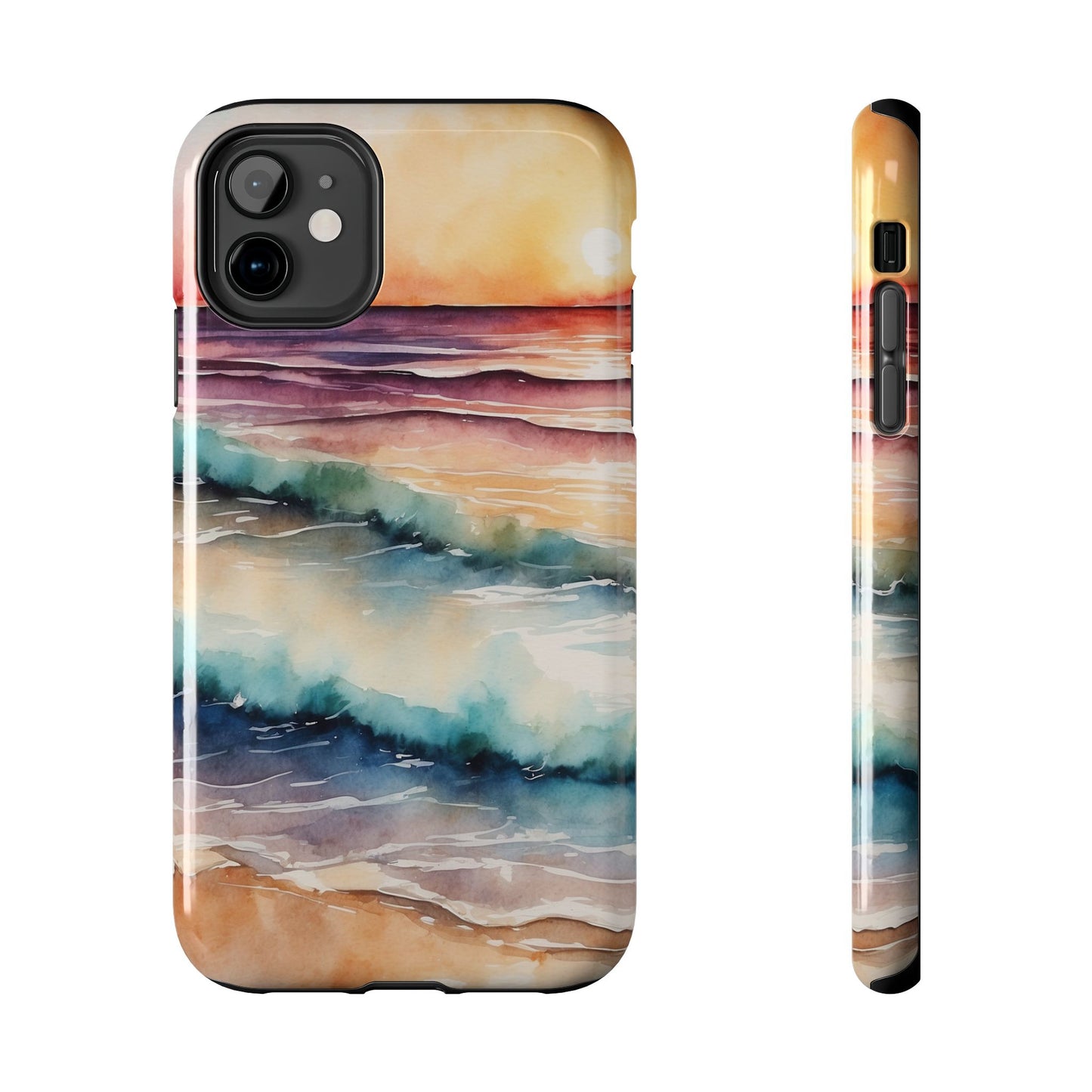 Sunset Waves iPhone Case – Vibrant Watercolor Design