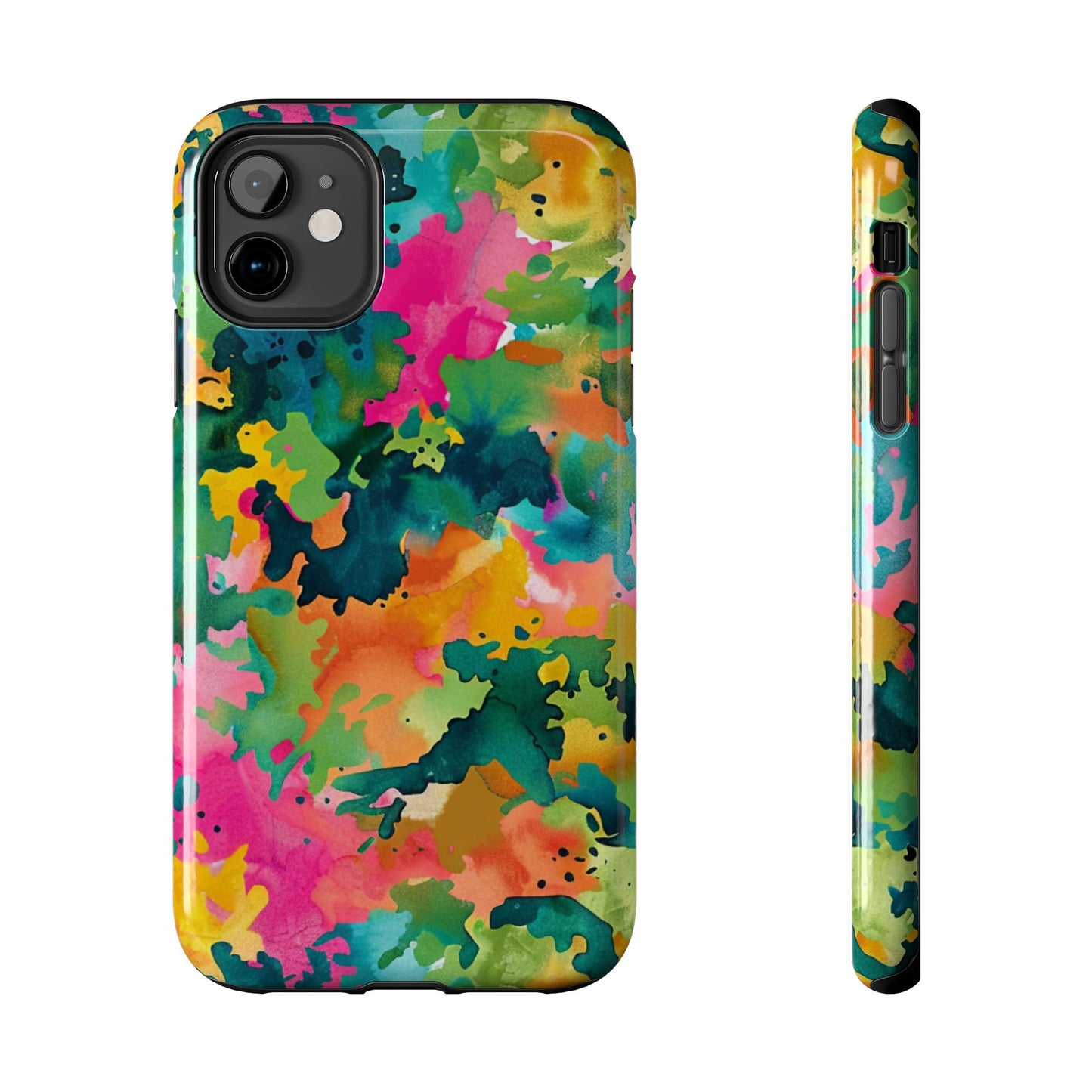 Vibrant Watercolor Splash iPhone Case – Bold Multicolor Artistic Design