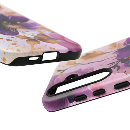 Elegant Purple & Gold Floral Samsung Galaxy Case - Luxe Flower Design