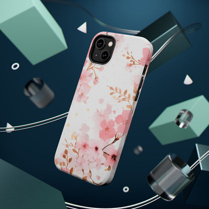 Soft Pink Cherry Blossom MagSafe Case – Floral Elegance with Wireless Charging