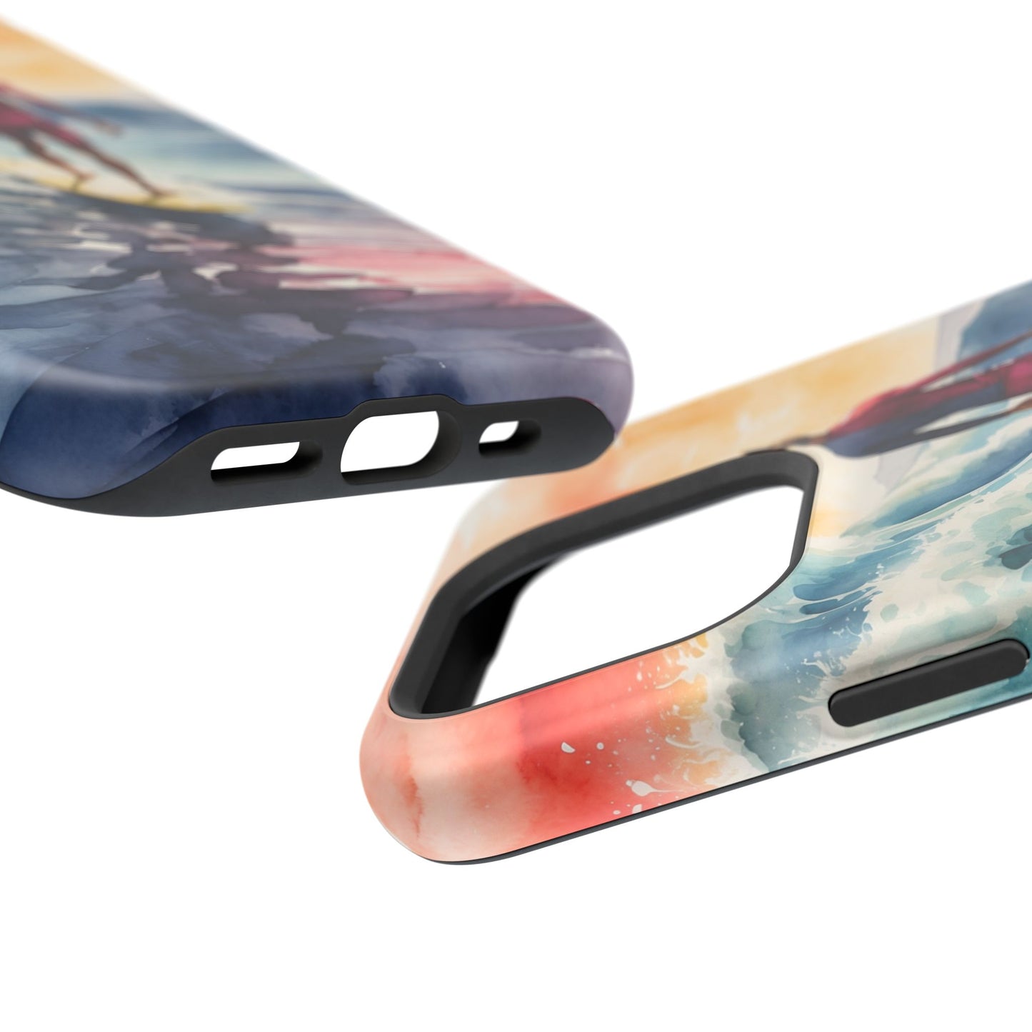 Surfer’s Sunset Wave MagSafe iPhone Case – Vibrant Watercolor Design