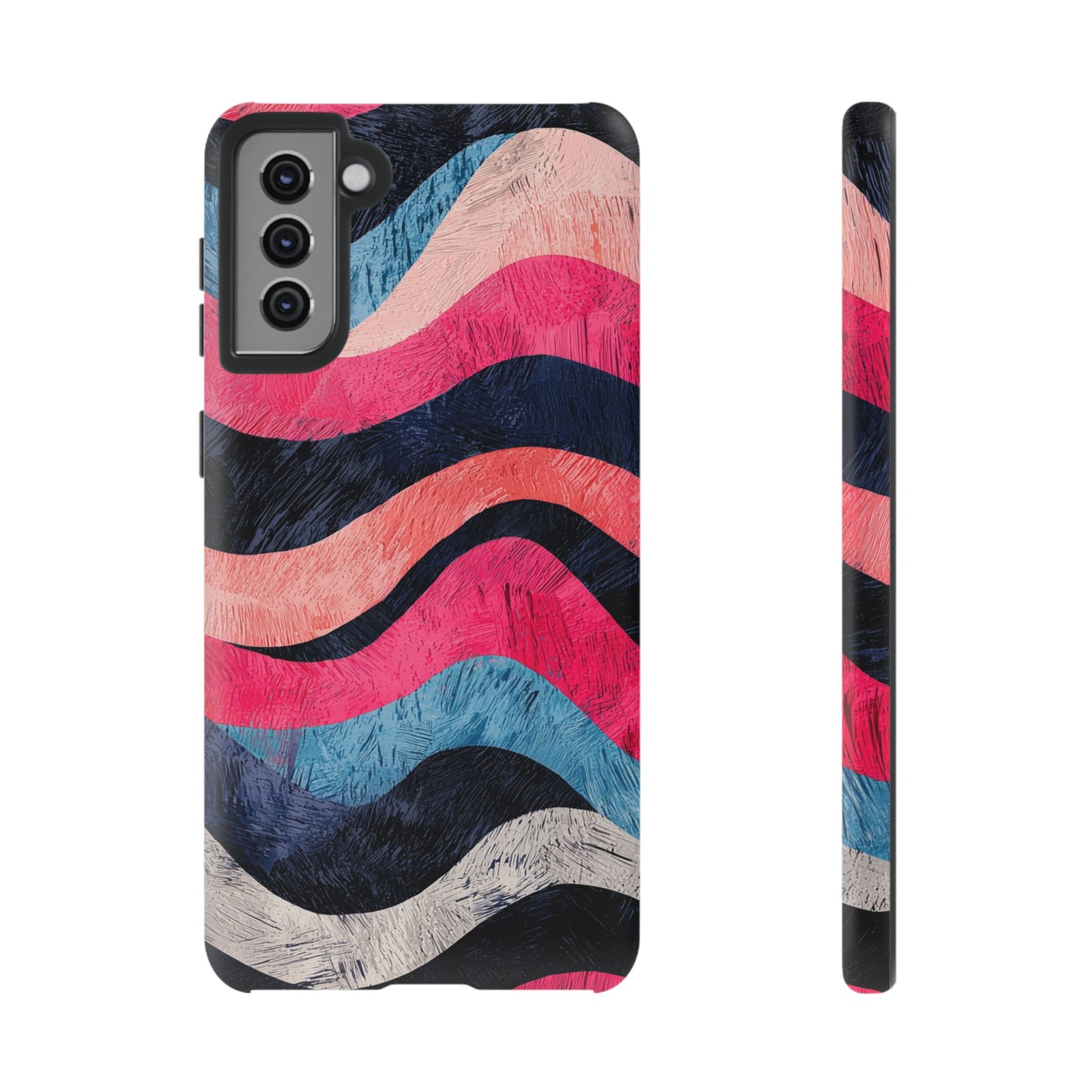 Abstract Wave Pattern Samsung Galaxy Case – Shockproof, Matte Finish, Dual-Layer Protection