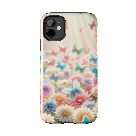 Butterfly Flower Garden - iPhone Case - Pastel Floral Protective Cover