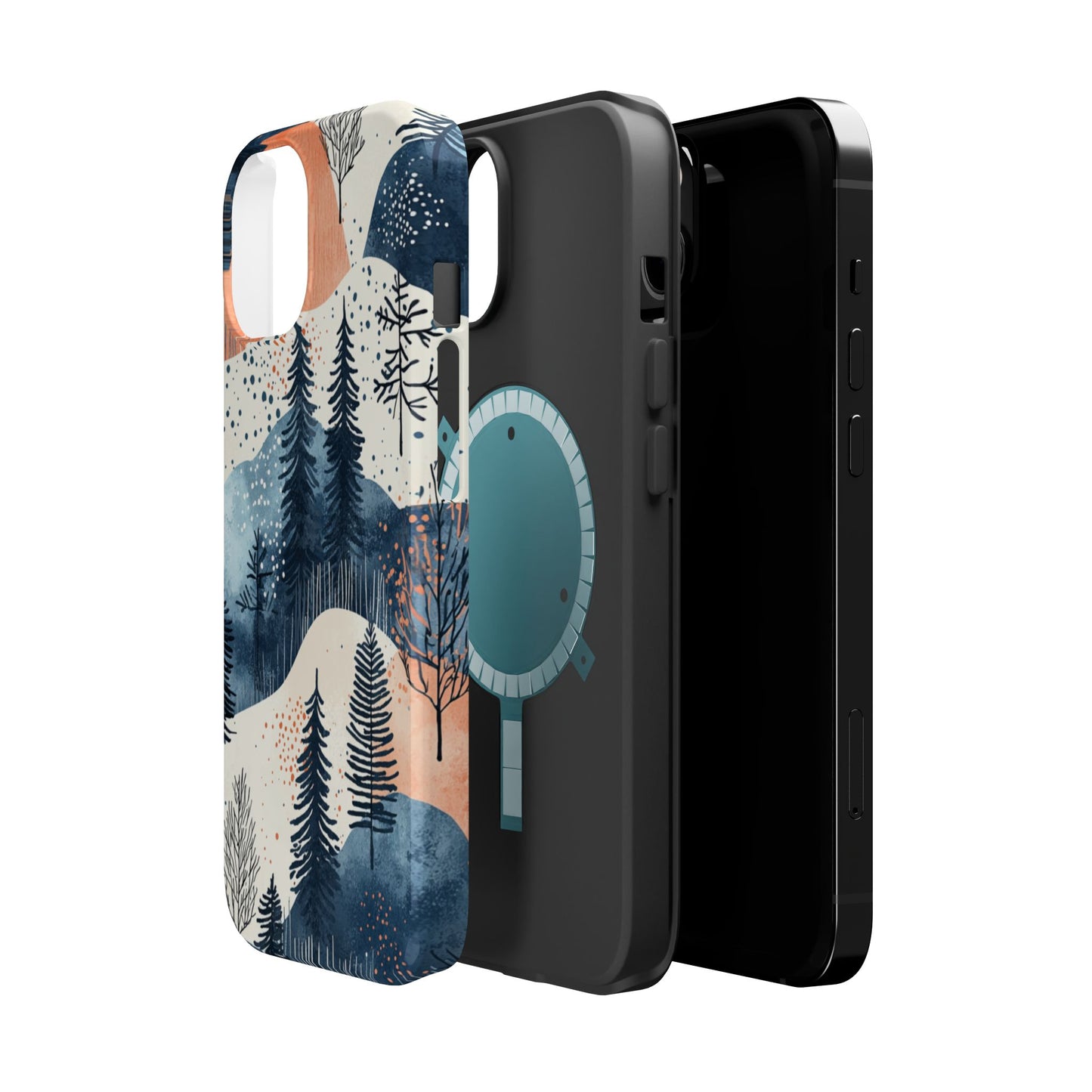 Winter Forest MagSafe iPhone Case | Watercolor Trees & Mountains