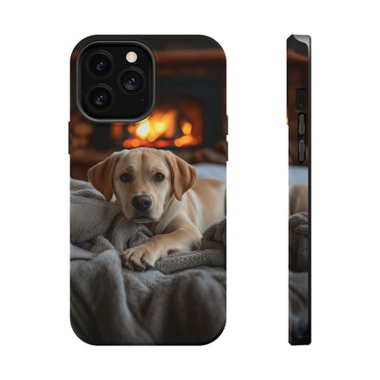 Cozy Golden Retriever by the Fireplace - MagSafe Case