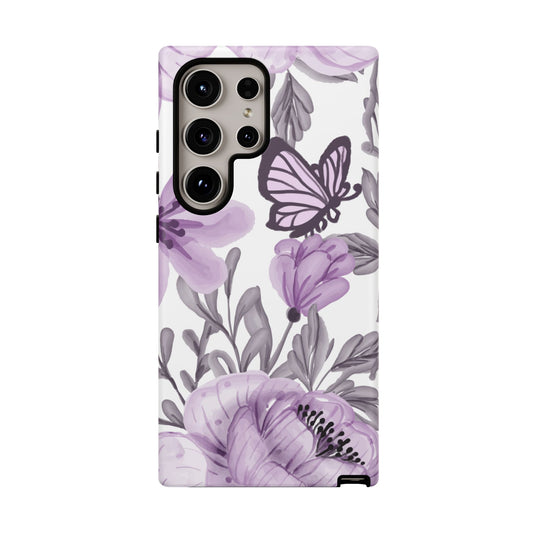 Lavender Bloom Butterfly Samsung Galaxy Case – Delicate Floral Design with Watercolor Details