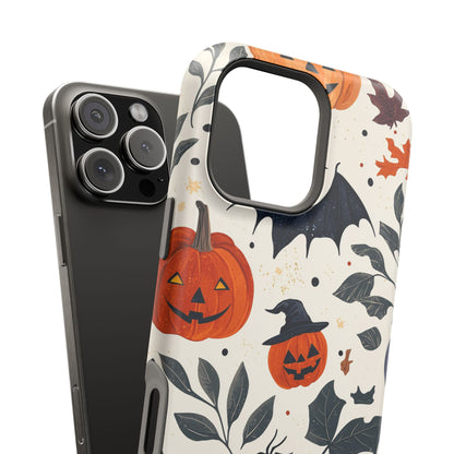 Spooky Halloween MagSafe iPhone Case – Pumpkins, Bats, and Spider Design