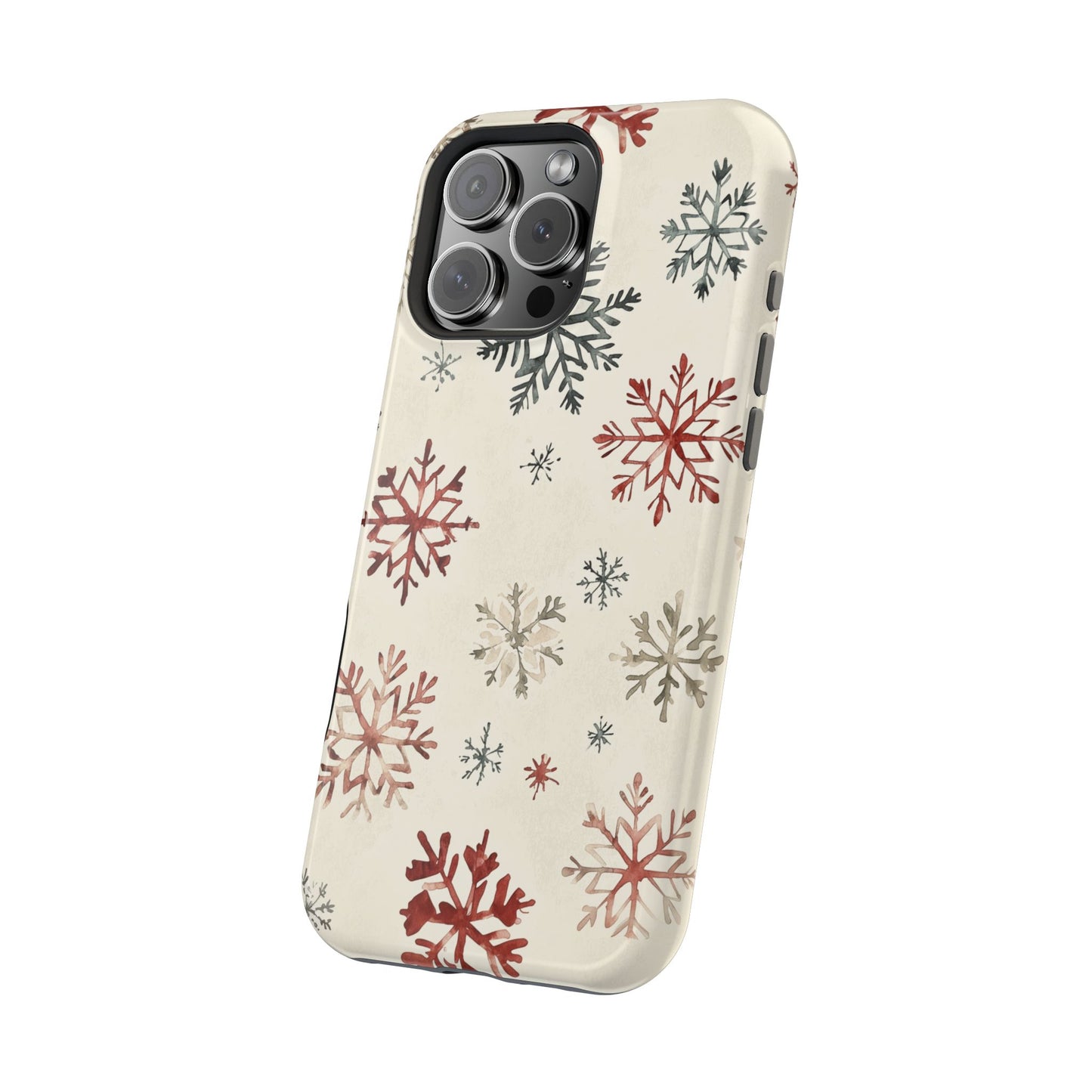 Vintage Red and Gray Snowflake Pattern – MagSafe iPhone Series Case