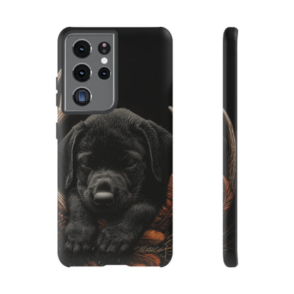 Charming Black Labrador Puppy on Feathers Samsung Galaxy Case