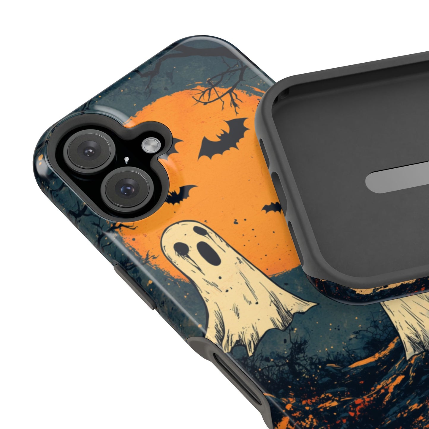 Haunted Ghosts & Full Moon MagSafe iPhone Case – Spooky Halloween Design