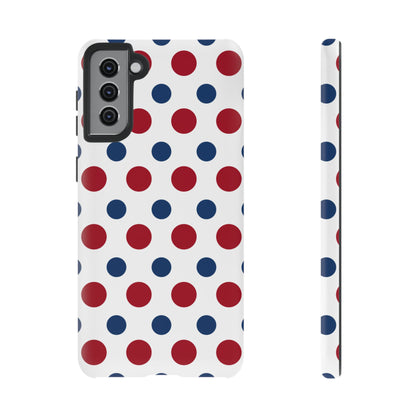 Patriotic Navy, White, and Red Polka Dot Samsung Galaxy Case