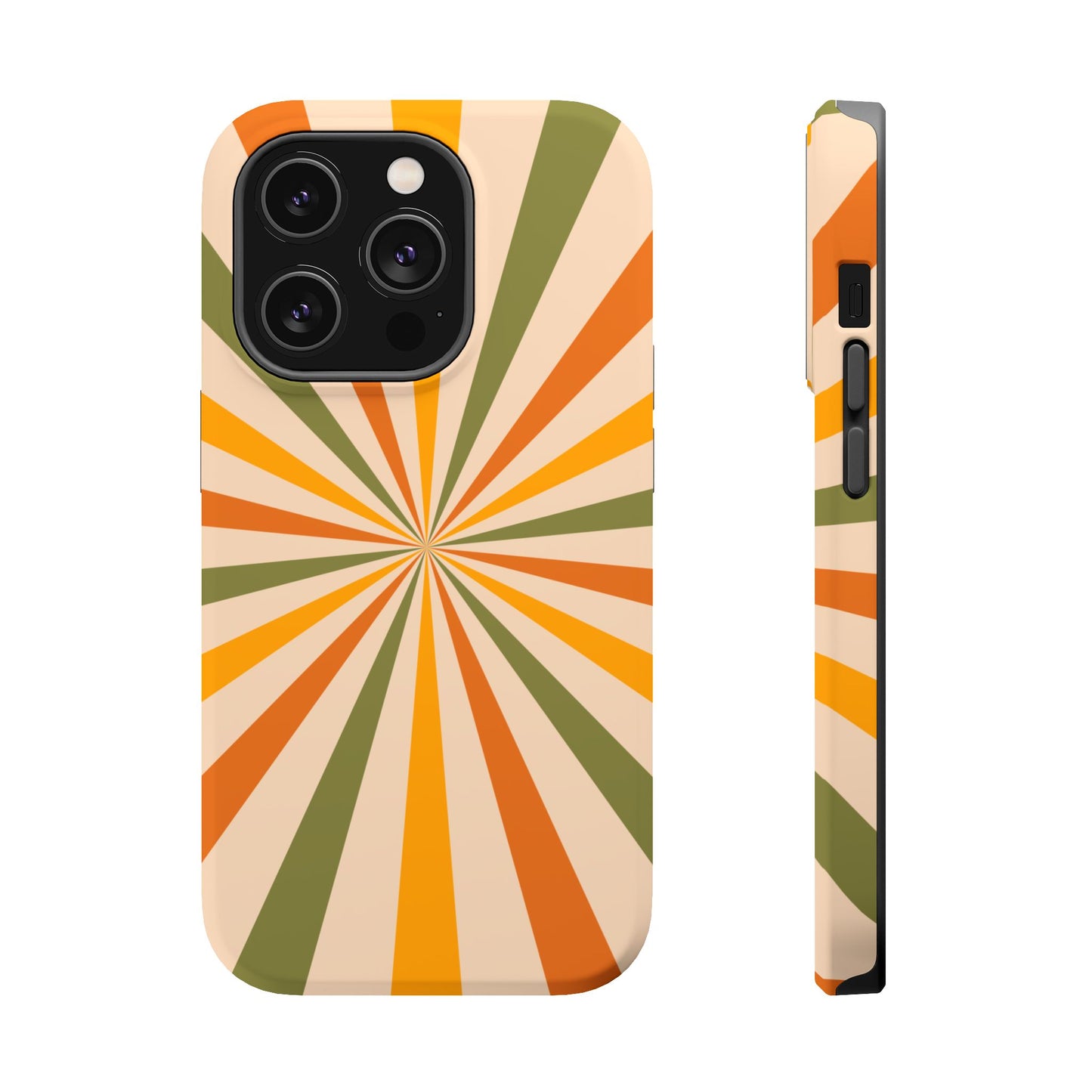 Retro Sunburst MagSafe iPhone Case – Bold Geometric Design, Durable Shockproof Protection