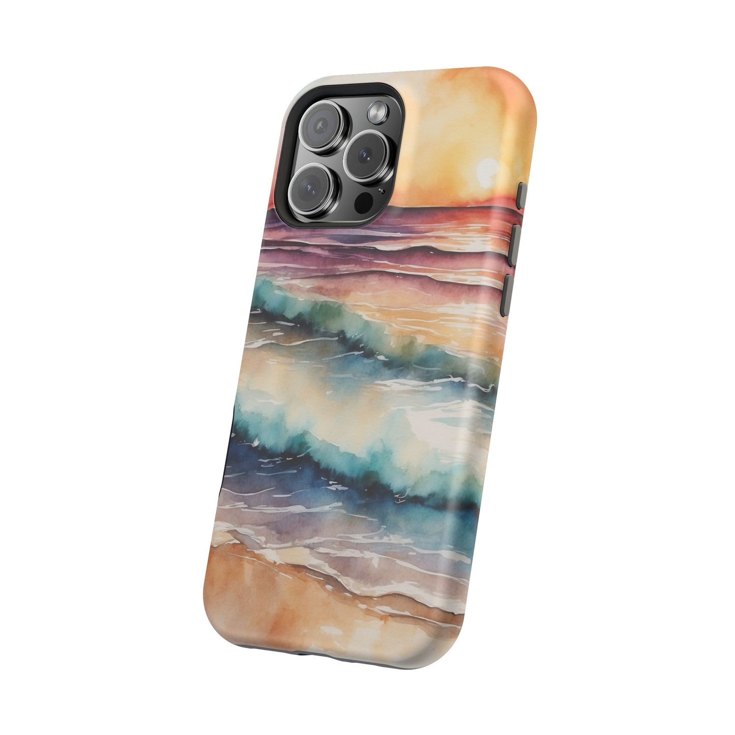 Sunset Waves MagSafe iPhone Case – Vibrant Watercolor Design