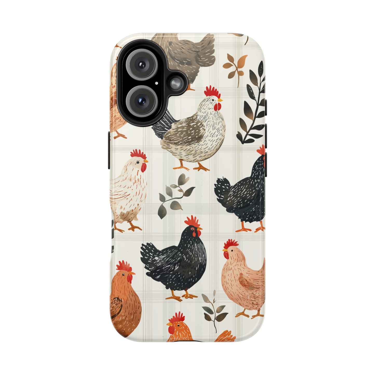 iPhone Case: Vintage Chicken & Leaves – Farmhouse Style Case