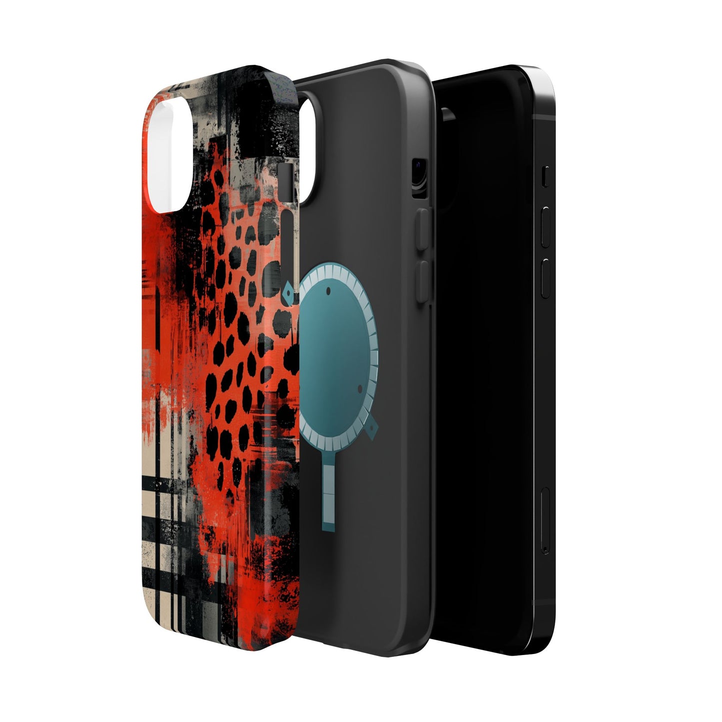 MagSafe iPhone Case: Cheetah Plaid – Red & Black Pattern