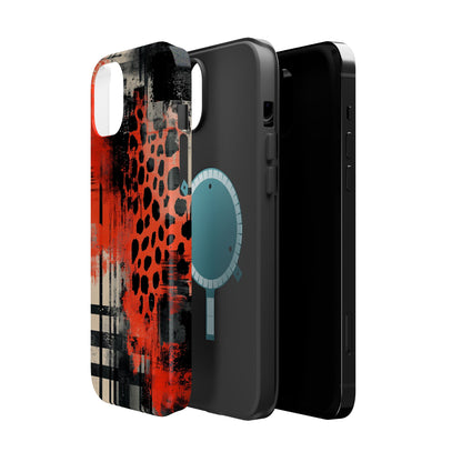 MagSafe iPhone Case: Cheetah Plaid – Red & Black Pattern