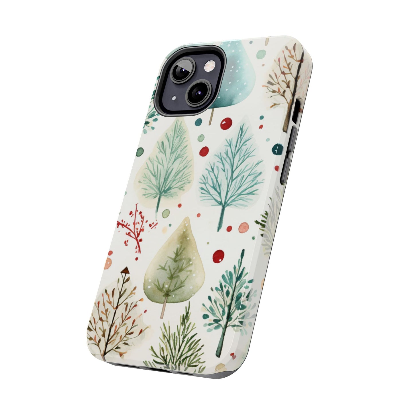 Watercolor Winter Trees iPhone Case – Nature-Inspired, Holiday Theme Protective Cover