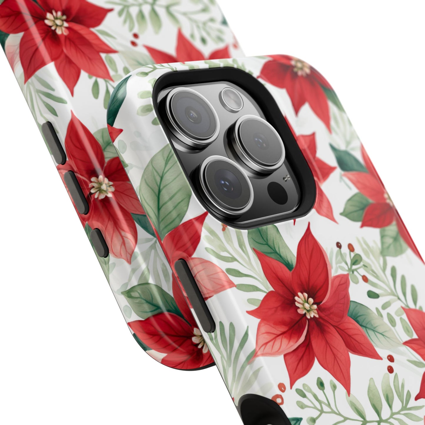 Festive Poinsettia Holiday Pattern – MagSafe iPhone Series Case