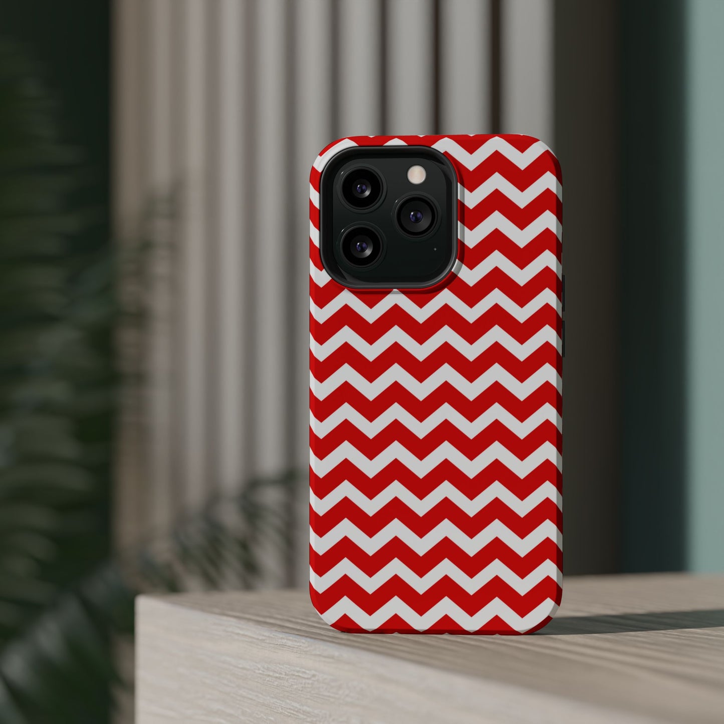 Bold Red & White Chevron – Modern Geometric MagSafe iPhone Case