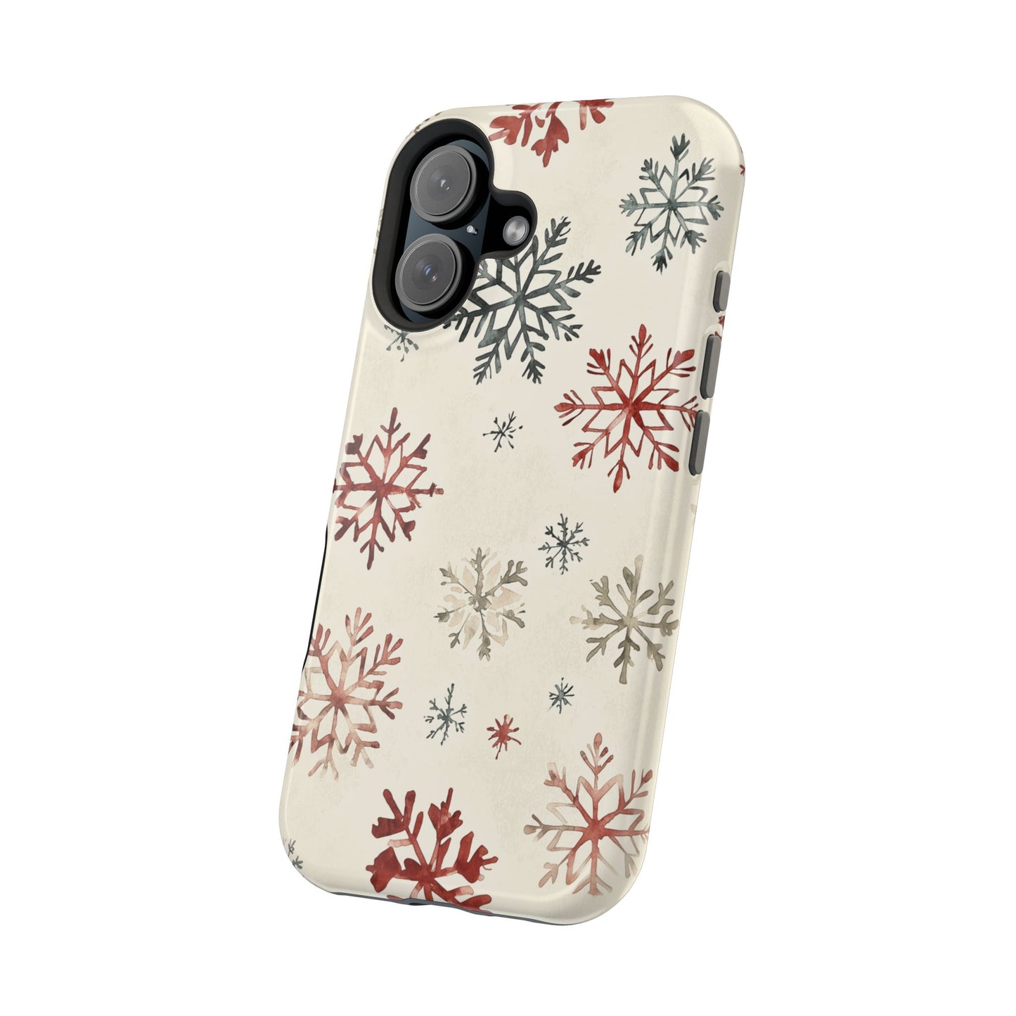 Vintage Red and Gray Snowflake Pattern – MagSafe iPhone Series Case