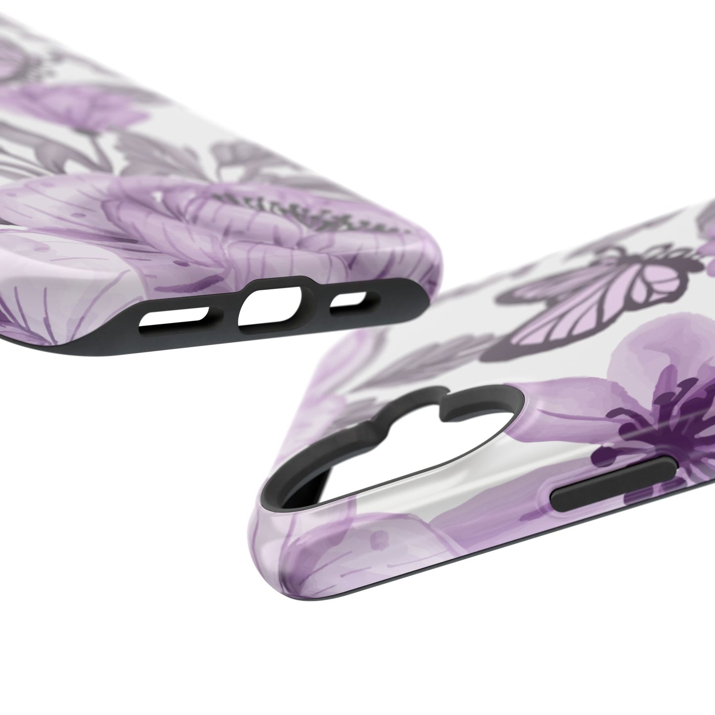 Lavender Bloom Butterfly MagSafe iPhone Case – Delicate Floral Design with Watercolor Details