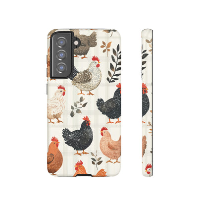 Samsung Galaxy Case: Vintage Chicken & Leaves – Farmhouse Style Case