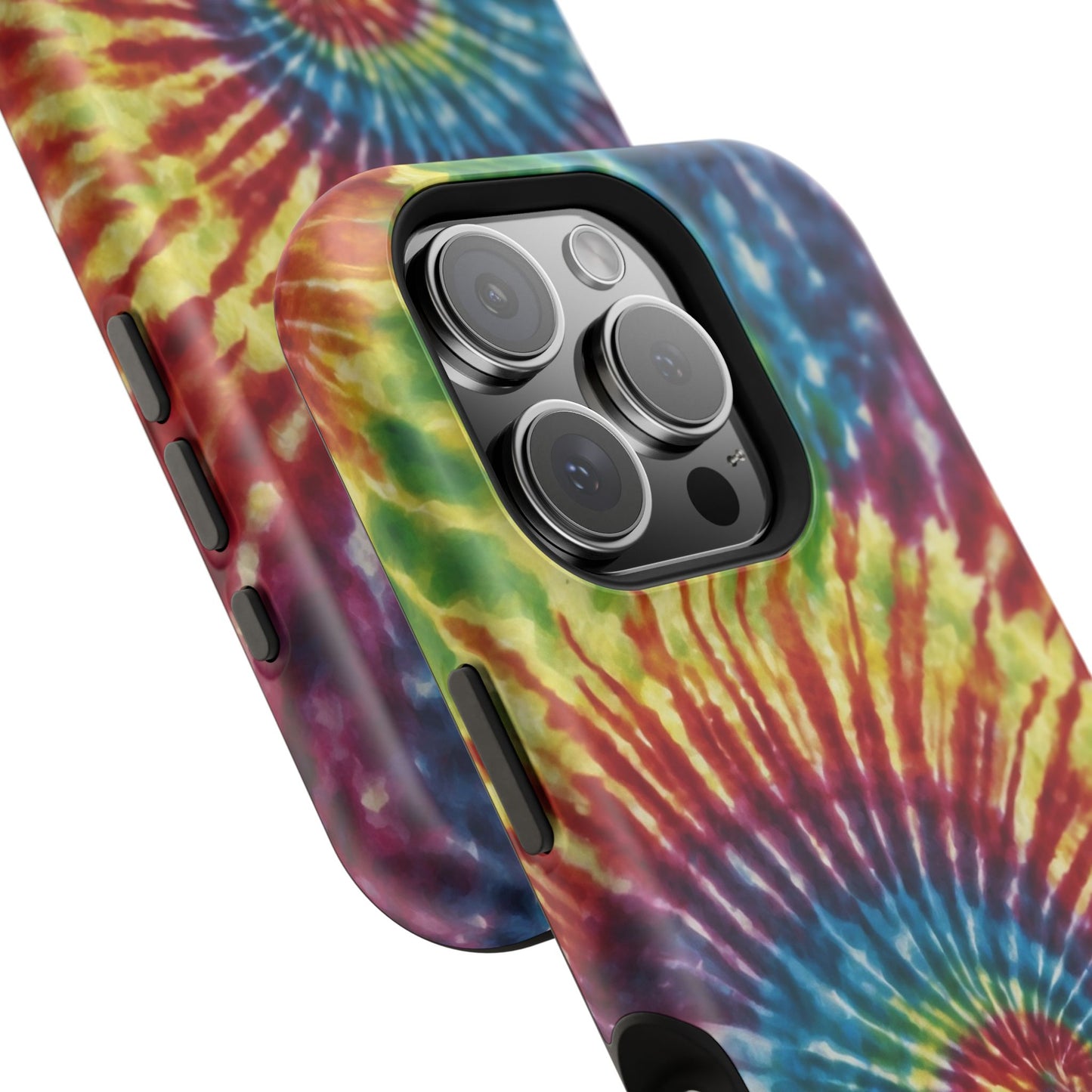 Vibrant Spiral Tie-Dye MagSafe Case – Retro Rainbow Design