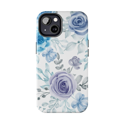 Elegant Blue & Violet Roses iPhone Case – Luxurious Floral Design for Chic Device Protection