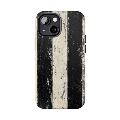 Vintage Vertical Stripe iPhone Case - Black & White Grunge Design - BOGO Cases