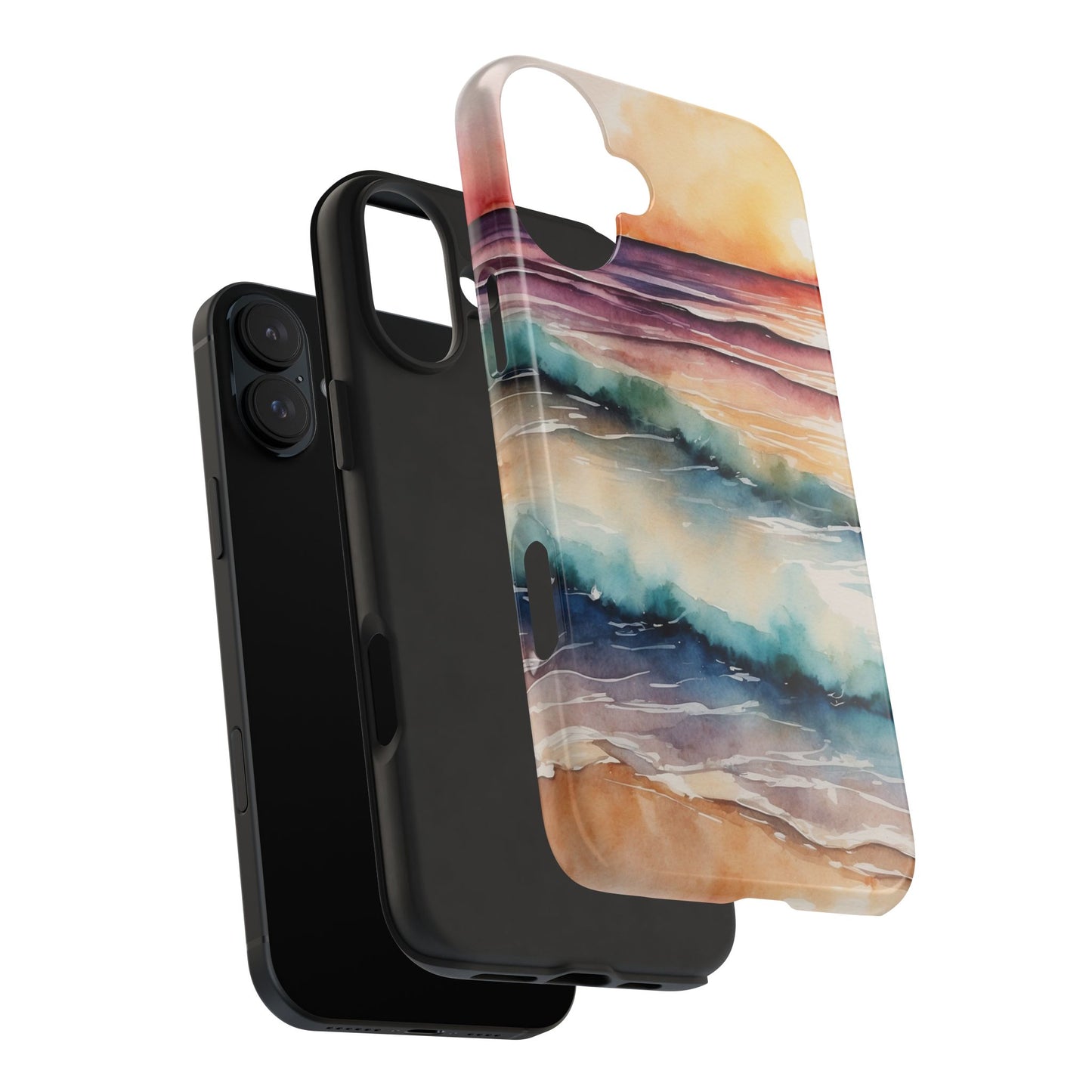 Sunset Waves iPhone Case – Vibrant Watercolor Design