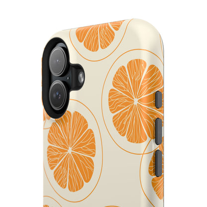 Citrus Burst Pattern Tough MagSafe iPhone Case – Bold Orange Design, Shockproof Protection