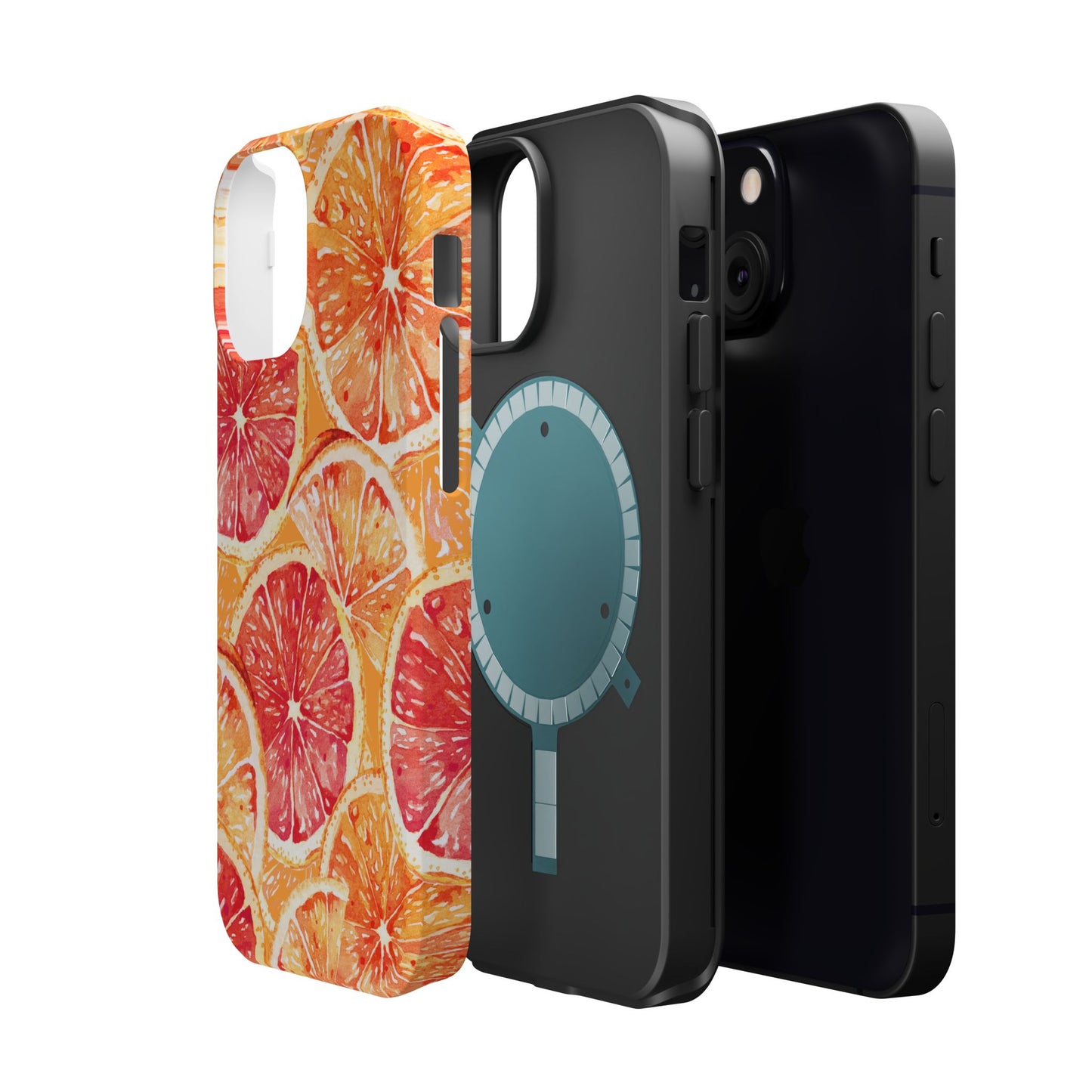 Watercolor Citrus Splash Tough MagSafe iPhone Case – Vibrant Fruit Print, Shock-Resistant Design