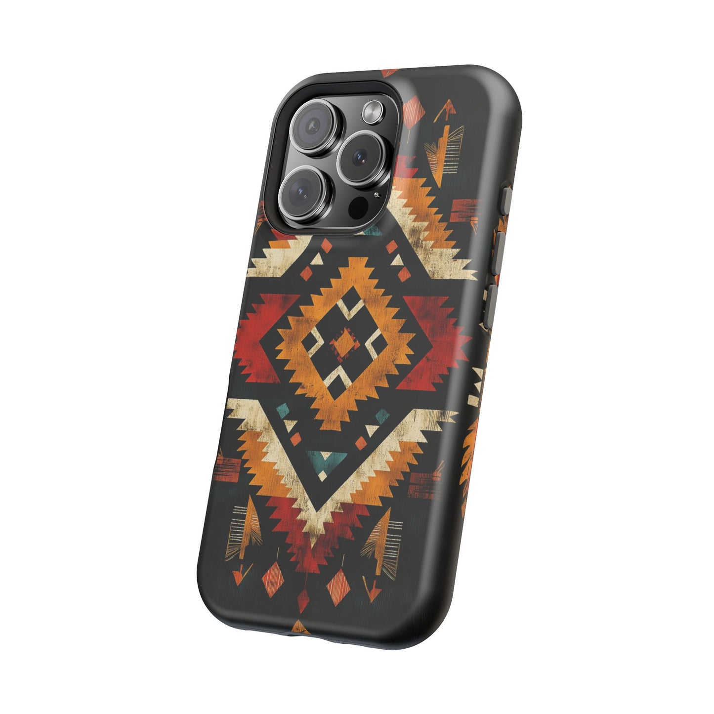 Southwestern Tribal Diamond Tough MagSafe iPhone Case – Bold Geometric Pattern, Dual-Layer Protection