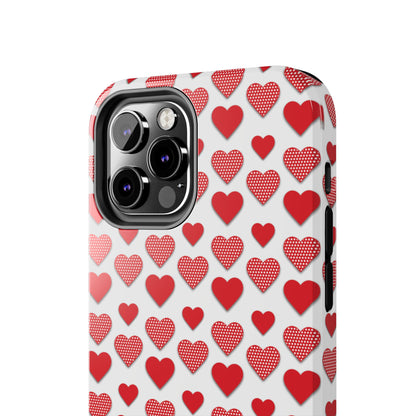 Red & Polka Dot Hearts iPhone Case