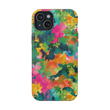 Vibrant Watercolor Splash MagSafe Case – Colorful Abstract Design with MagSafe Compatibility