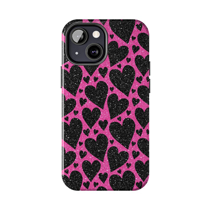 Pink Glitter Hearts iPhone Case