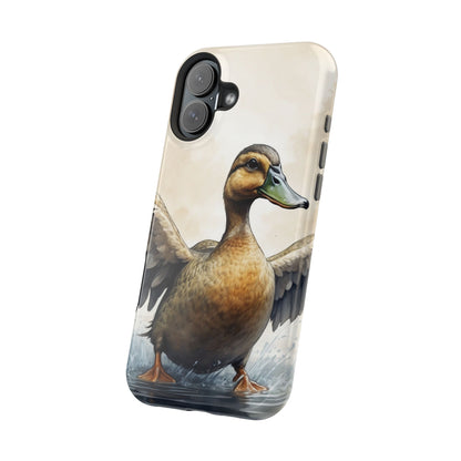 Graceful Duck in Watercolor Scene - MagSafe iPhone Case