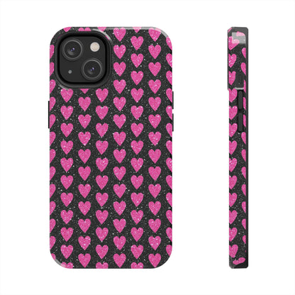 Glitter Pink Hearts iPhone Case