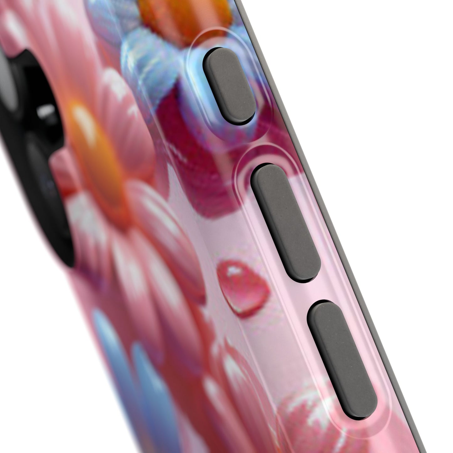 Pastel Daisy 3D MagSafe iPhone Case – Glossy Pink and Blue Floral Design, Full Protection