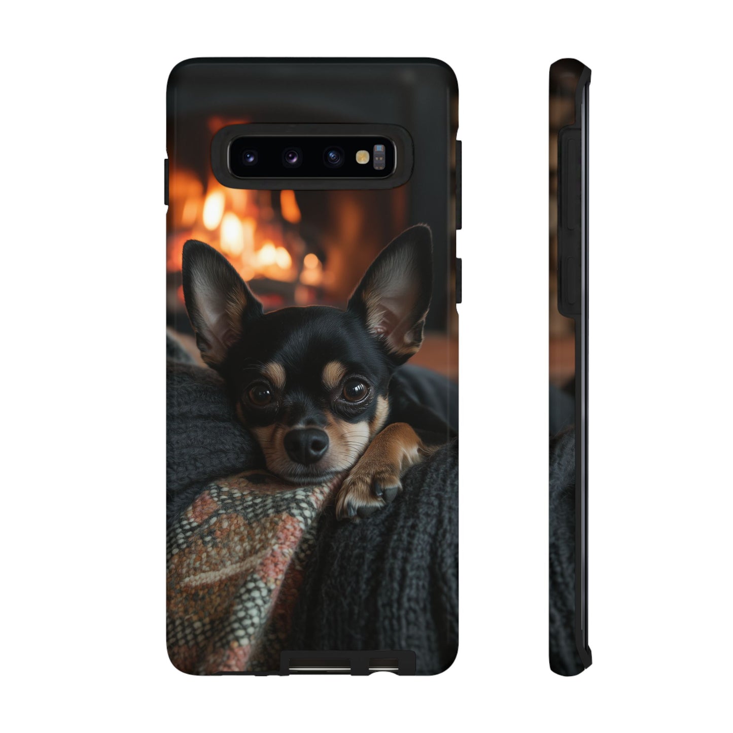 Cozy Chihuahua Fireplace Samsung Galaxy Case – Warm and Protective Design