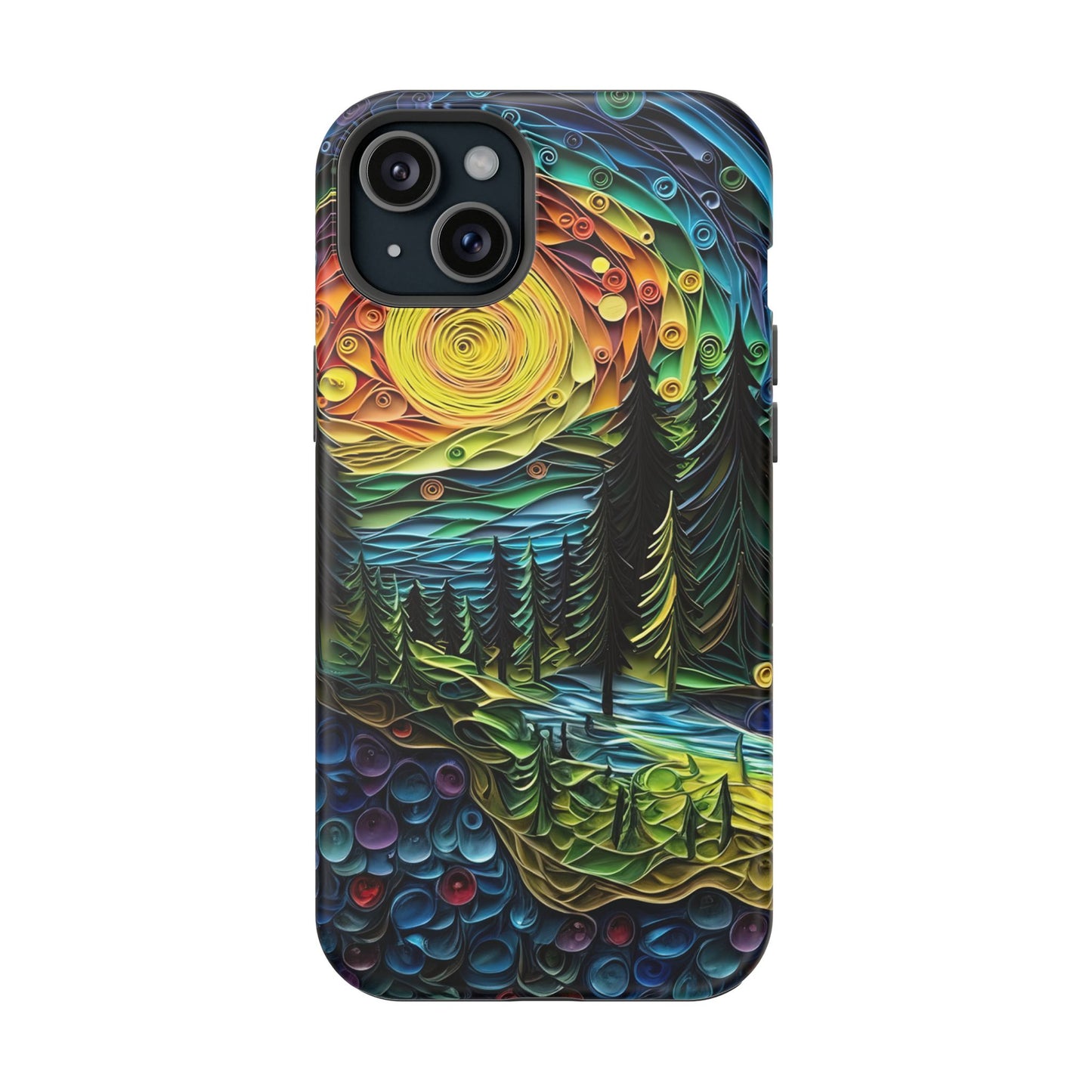 Radiant Forest Sunset MagSafe iPhone Case – Artistic Landscape Design