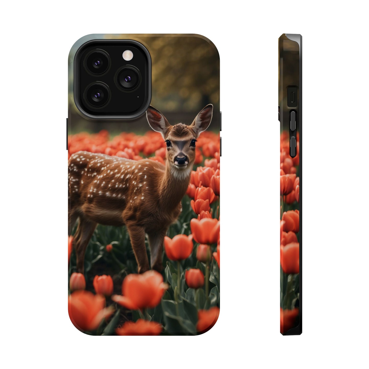 Fawn Among Tulips MagSafe iPhone Case